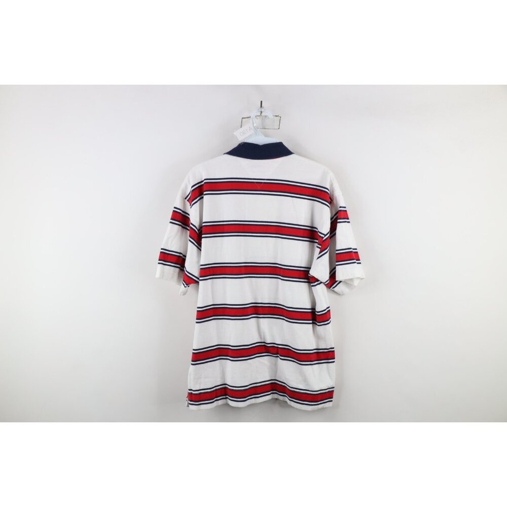 Vintage 90s Tommy Hilfiger Mens Medium Striped Color Block Rugby Polo Shirt - Picture 12 of 14